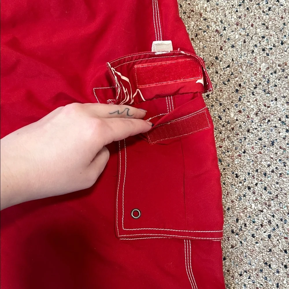 Sand N Sun Men's Red Swim Shorts with White Drawstring-Size 3XL (48/50)